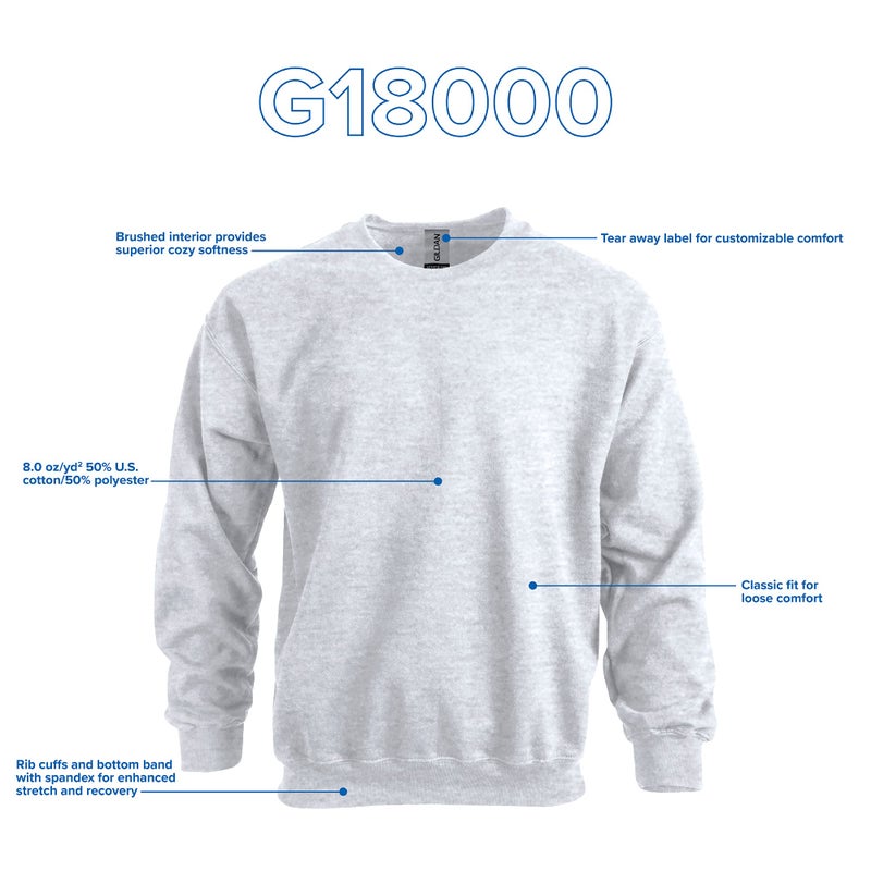 Gildan Adult Fleece Crewneck Sweatshirt, Style G18000, Multipack, Ash Grey (1-Pack), 2X-Large - Image 4